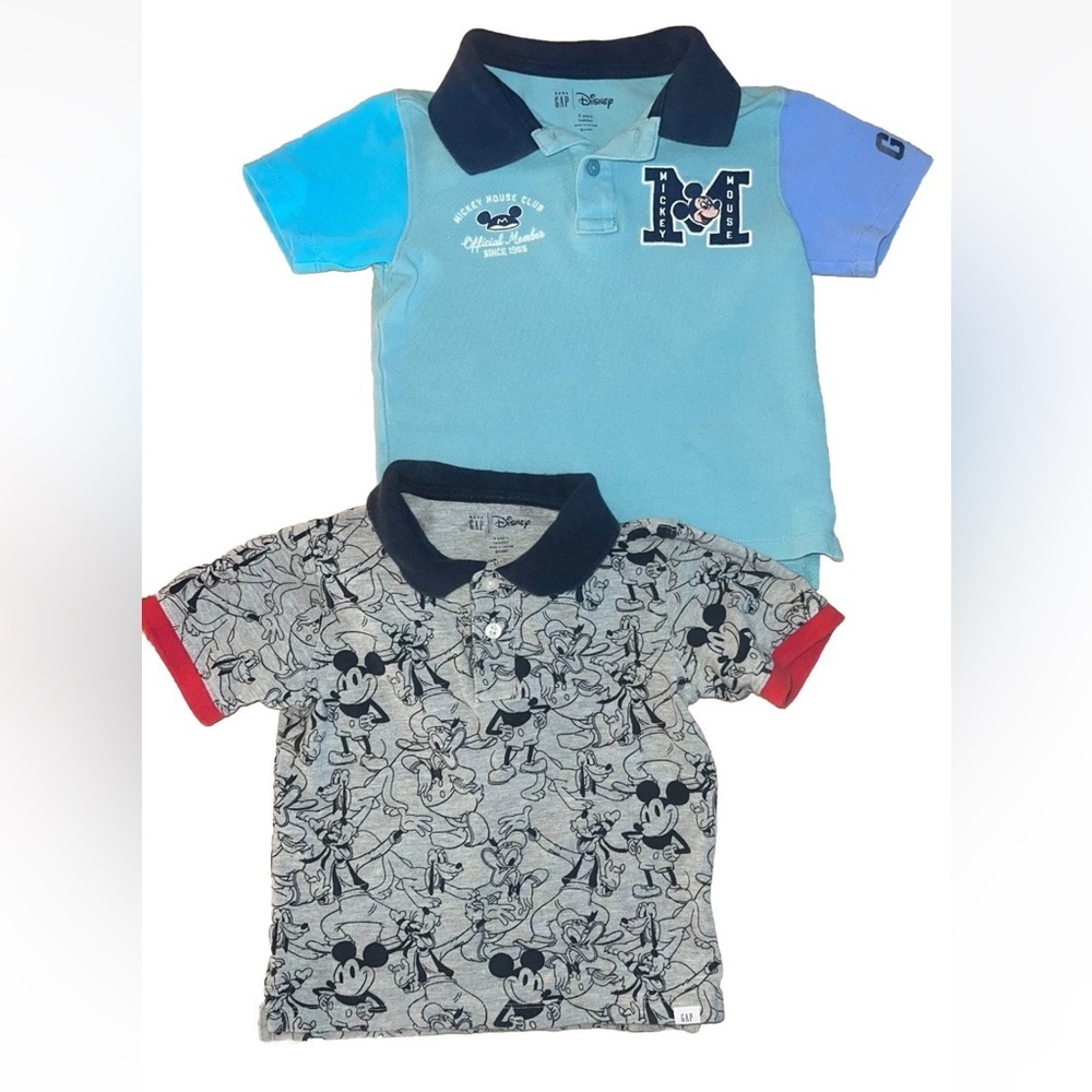 Baby Gap / Disney Toddler Boy LOT OF TWO Mickey Mouse Polo Shirts Sz 3T